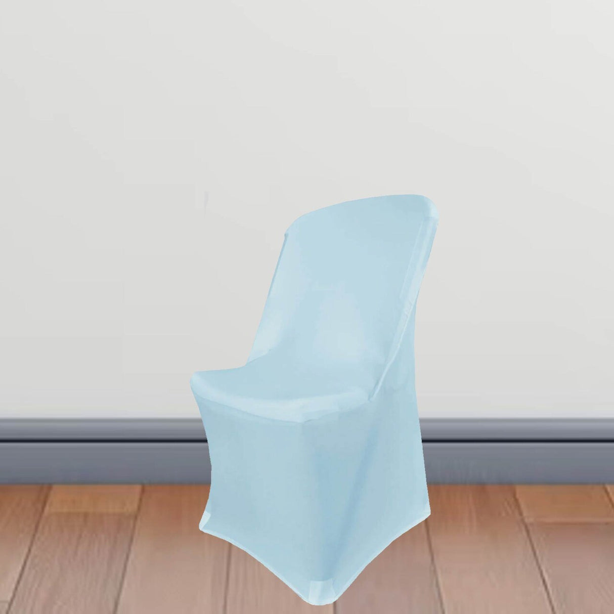 1 Piece Baby Blue Spandex Chair Slipcover Stretch Fit for Lifetime Folding Chairs