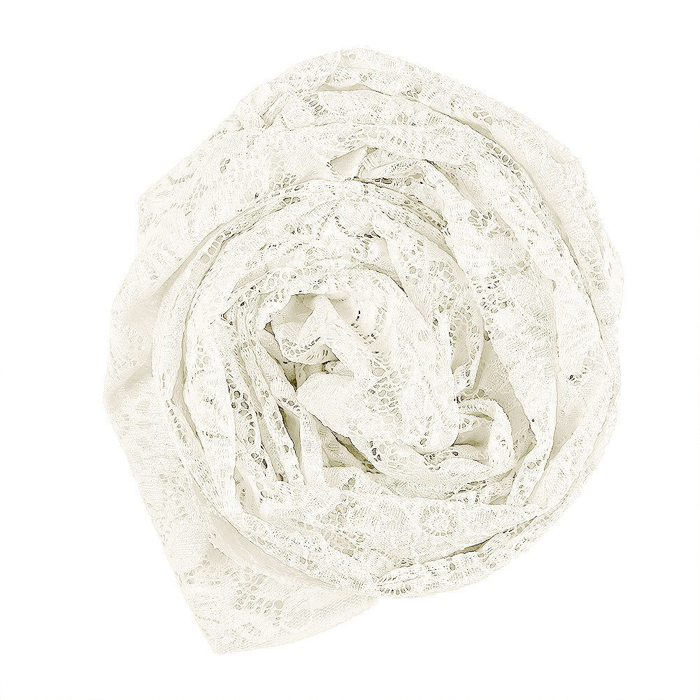 Re-Embroidered Stretch Lace - White Sunflowers - McKee Collection