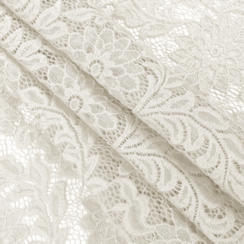 Re-Embroidered Stretch Lace - White Sunflowers - McKee Collection