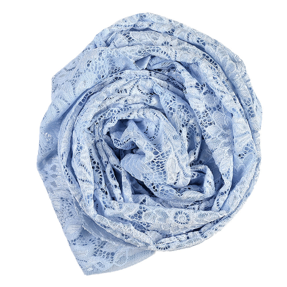 Re-Embroidered Stretch Lace - Placid Blue Sunflowers - McKee Collection