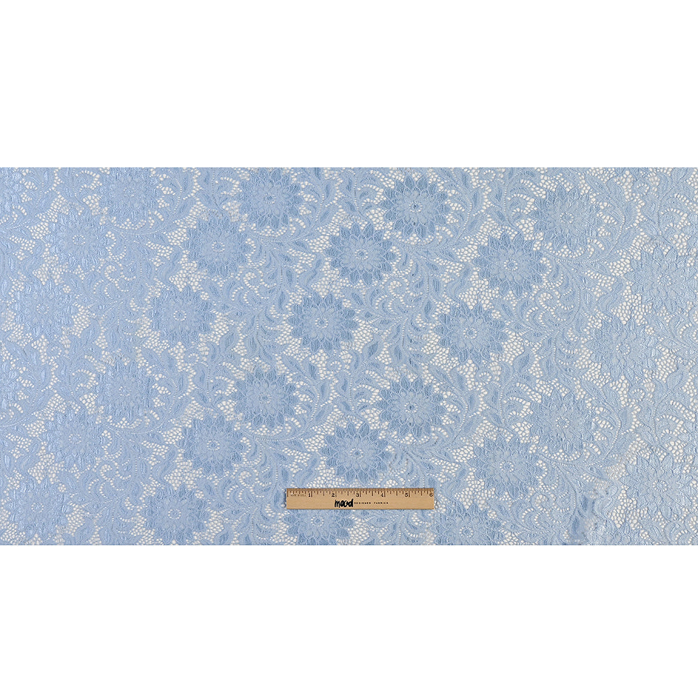 Re-Embroidered Stretch Lace - Placid Blue Sunflowers - McKee Collection