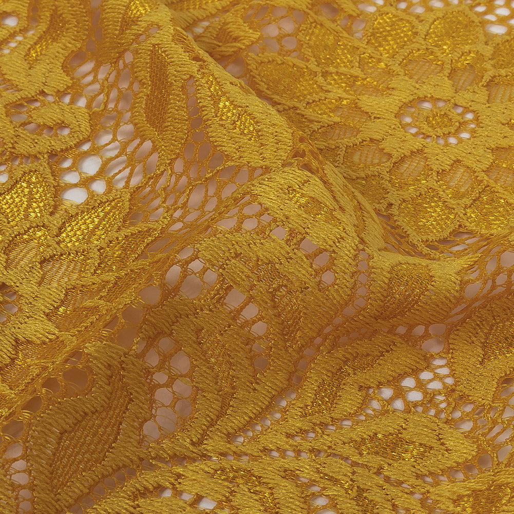Re-Embroidered Stretch Lace - Mustard Sunflowers - McKee Collection