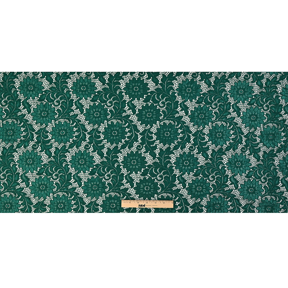 Re-Embroidered Stretch Lace - Emerald Sunflowers - McKee Collection