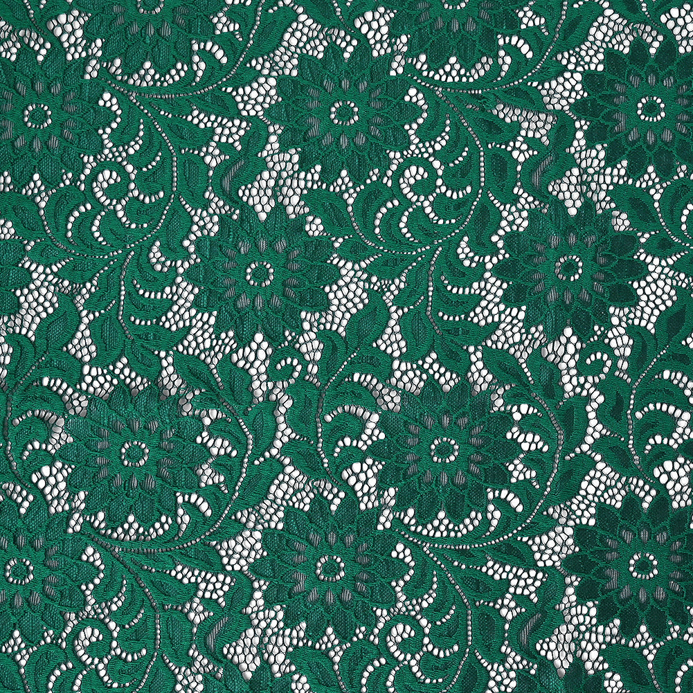 Re-Embroidered Stretch Lace - Emerald Sunflowers - McKee Collection