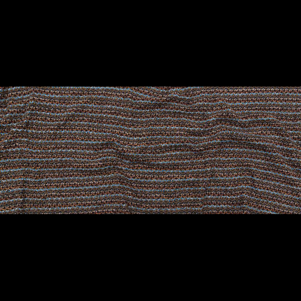 Brown, Aqua and Olive Striped Blended Wool Knit