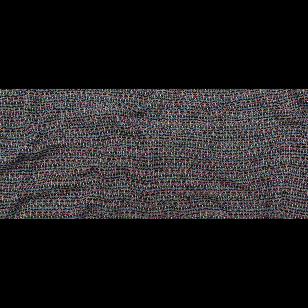 Steel Blue, Green and Fuchsia Striped Blended Wool Knit