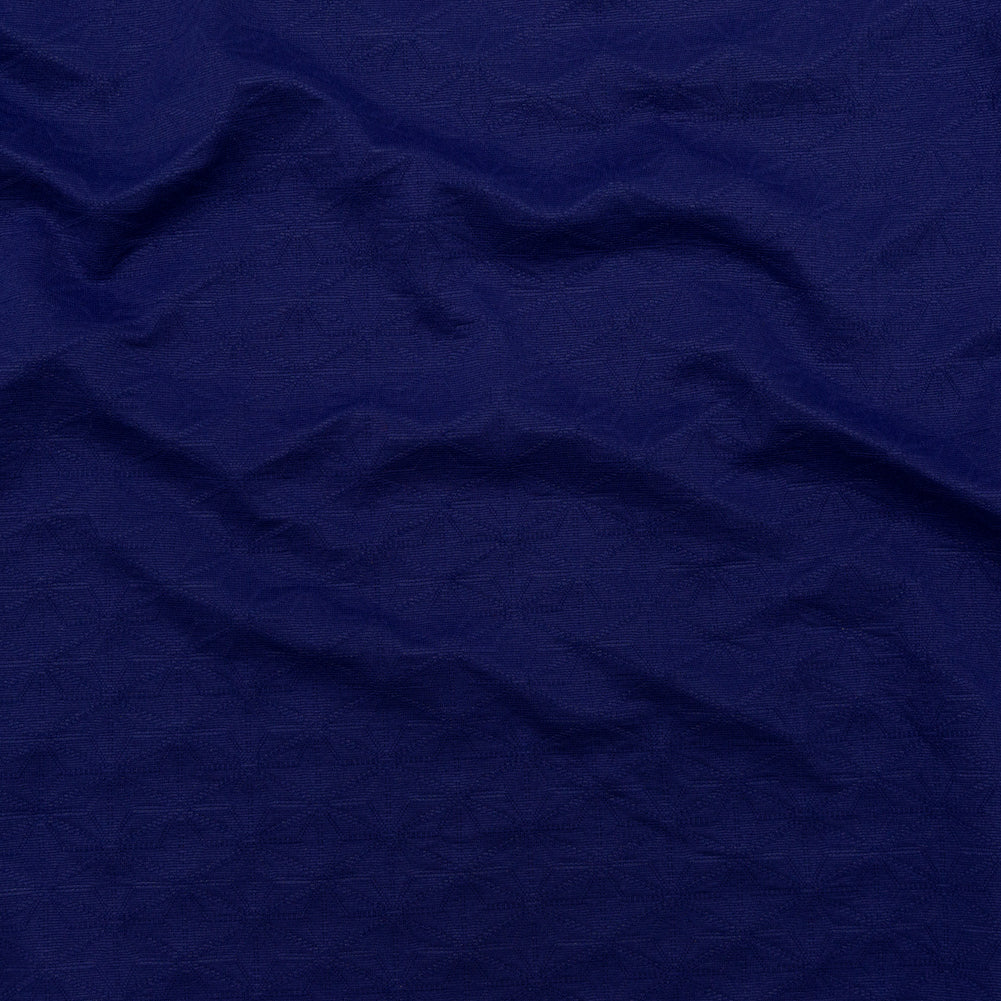 Italian Heathered Gray and Spectrum Blue Geometric Stretch Quilted Knit Coating