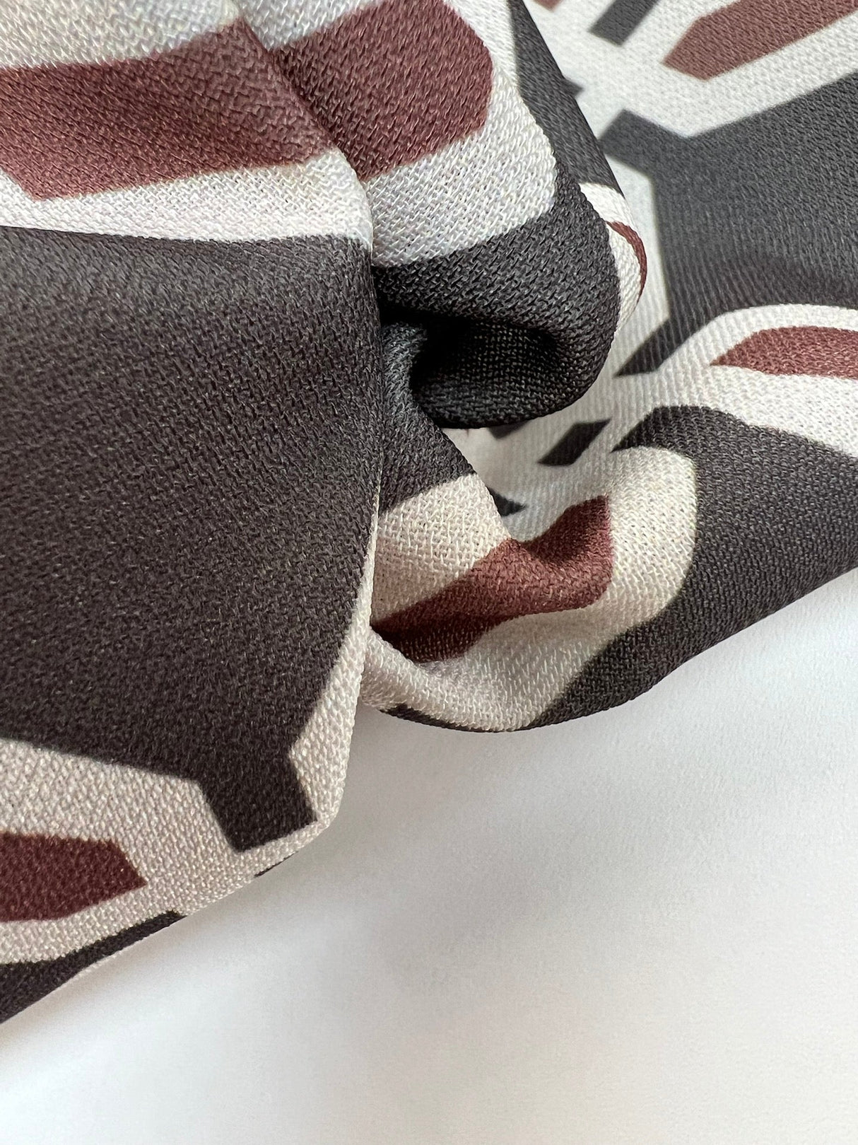 Printed Polyester Geometric Gray Beige