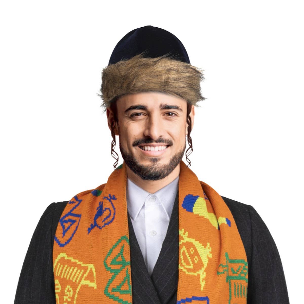 Blue Mini Shtreimel Costume Accessory - Adults