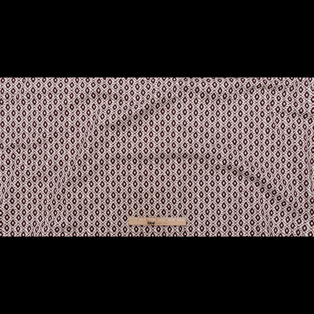 Whisper White and Decadent Chocolate Geometric Printed Stretch Cotton Twill