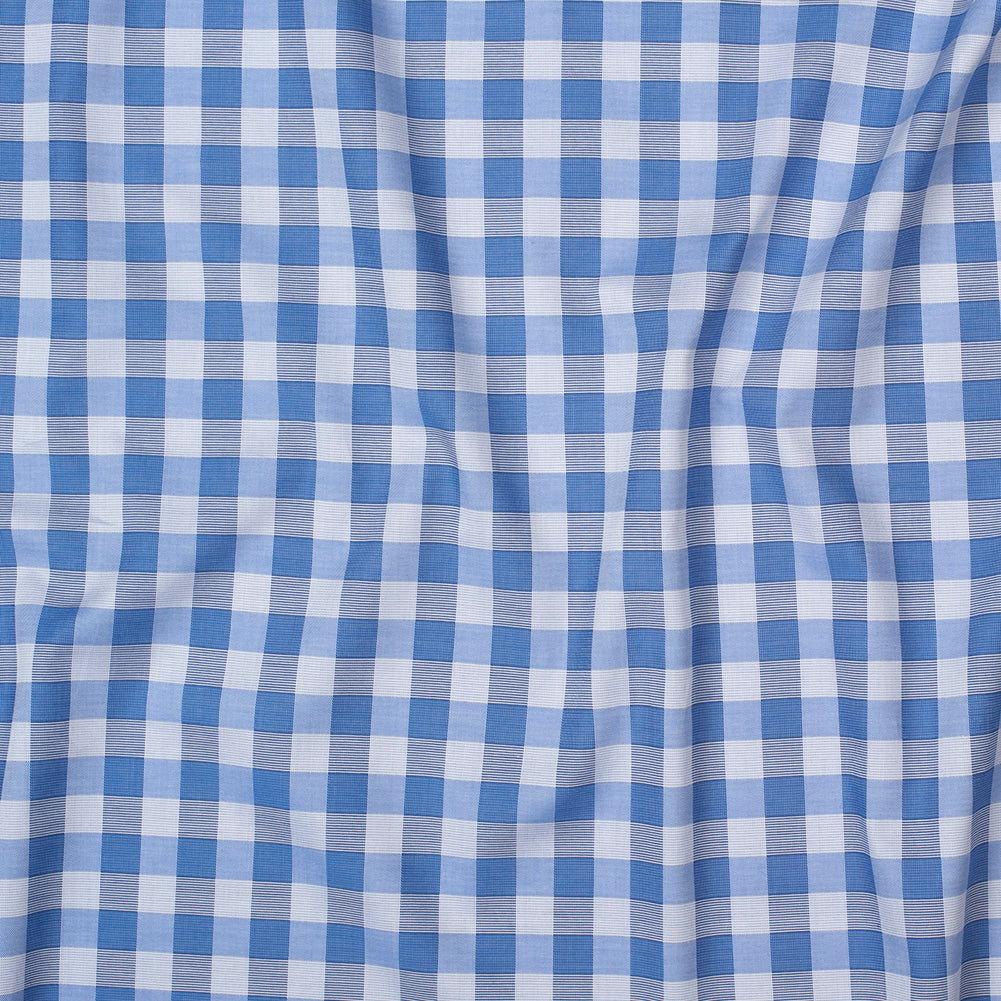 Premium Pale Iris and Royal Blue Plaid Single Ply Cotton Shirting