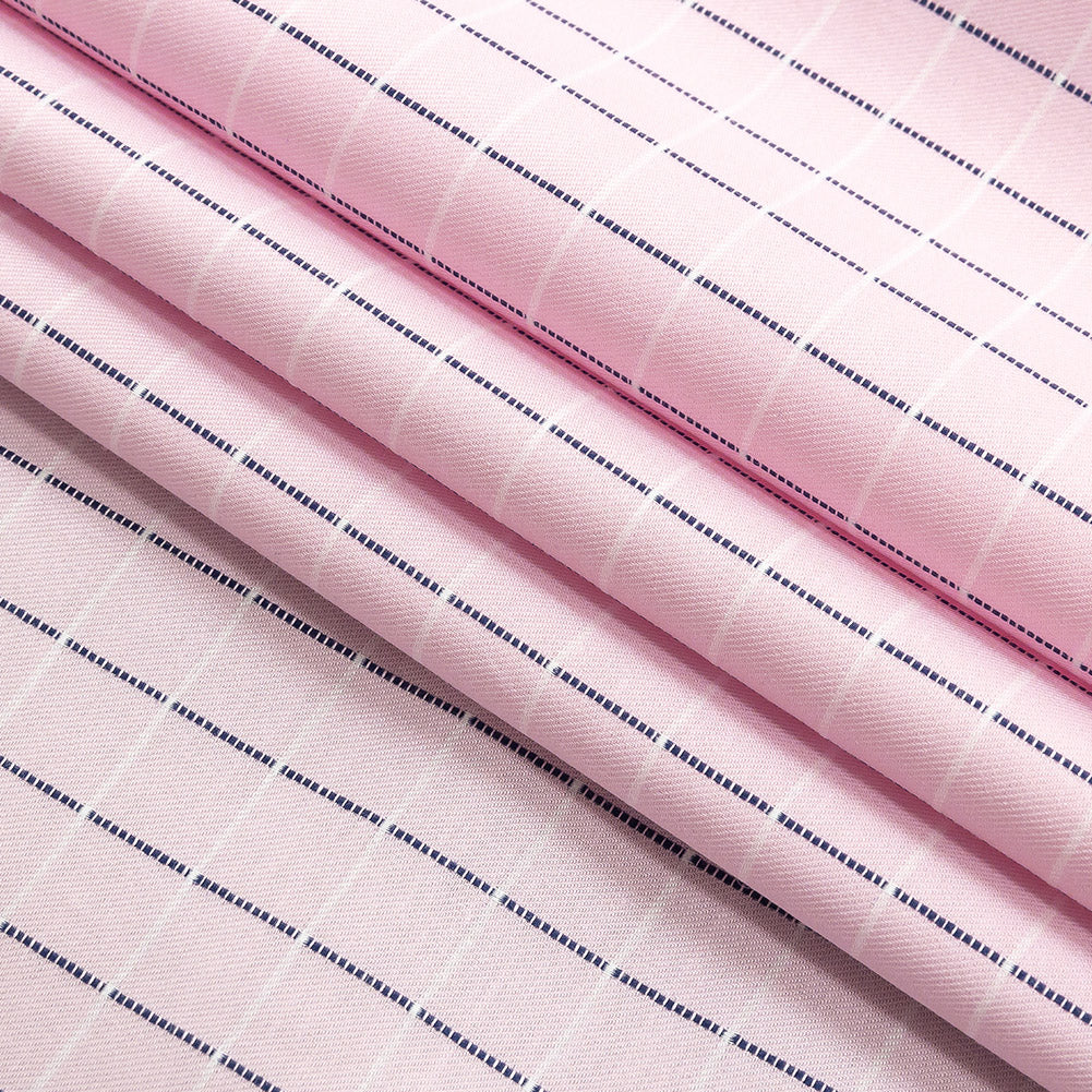 Premium Pink Woven Checks Dobby Cotton Shirting