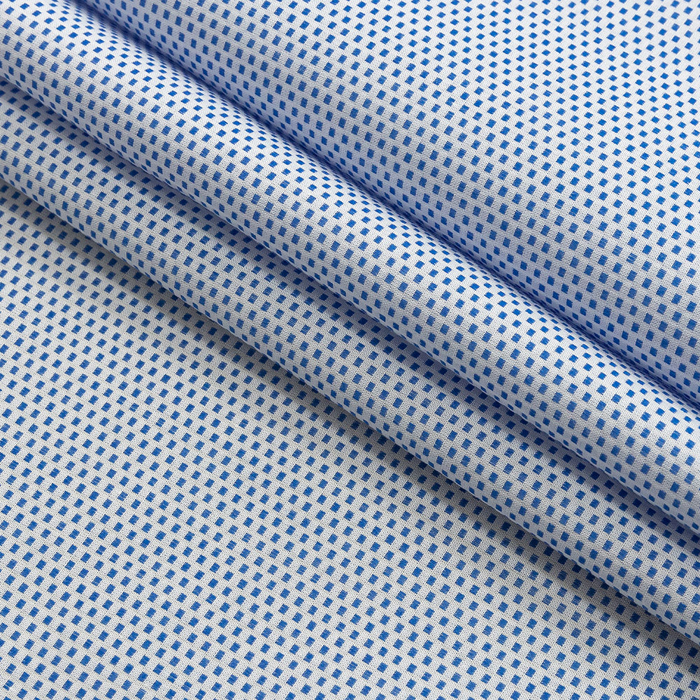 Premium Medium Blue Woven Squares Dobby Cotton Shirting