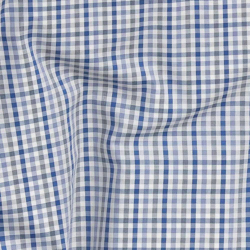 Premium Blue, Eventide and White Plaid Cotton Shirting