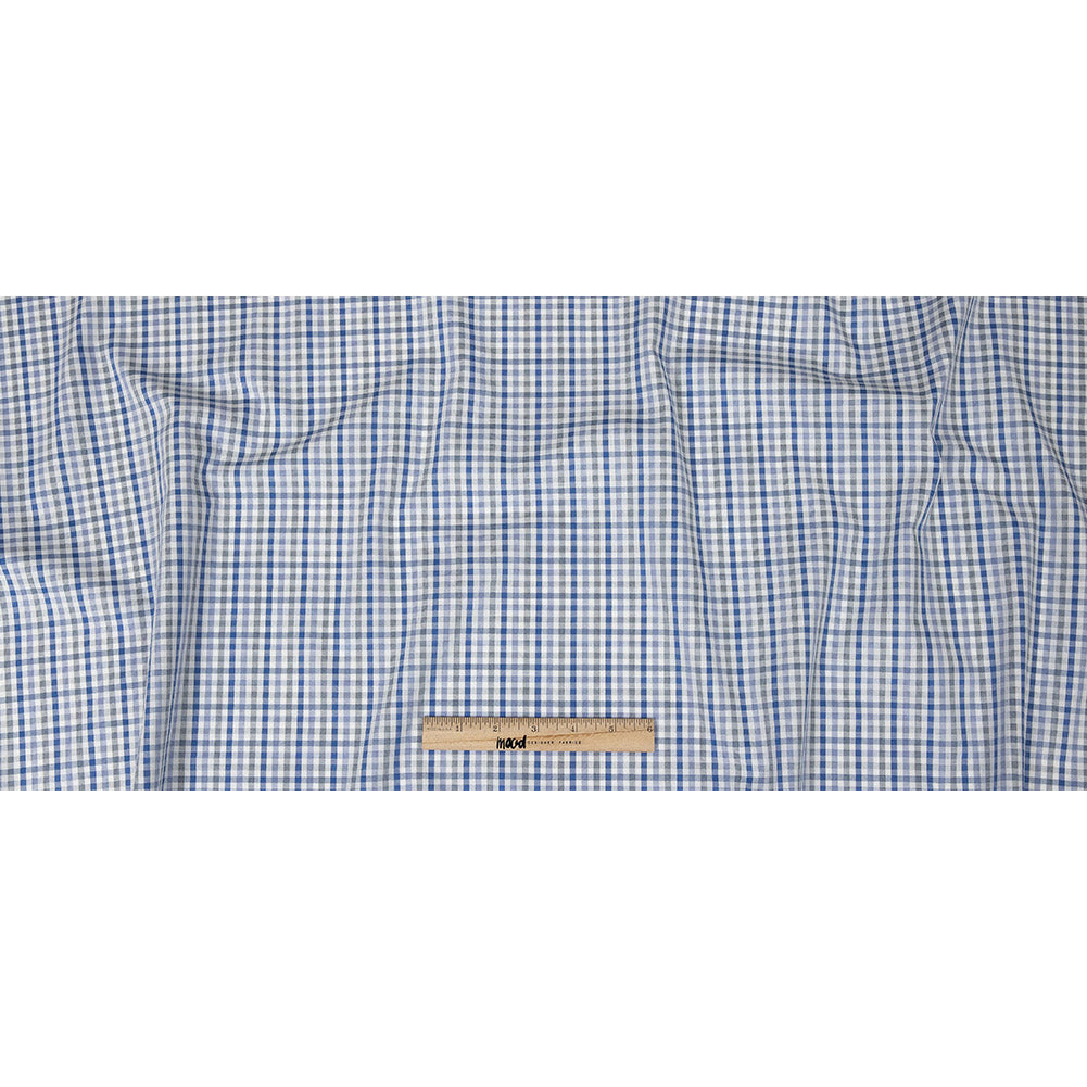 Premium Blue, Eventide and White Plaid Cotton Shirting