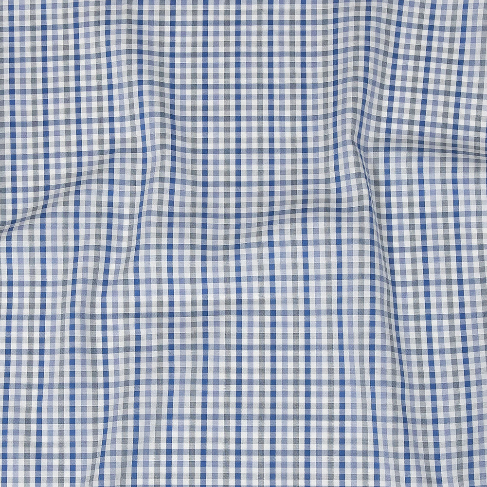 Premium Blue, Eventide and White Plaid Cotton Shirting
