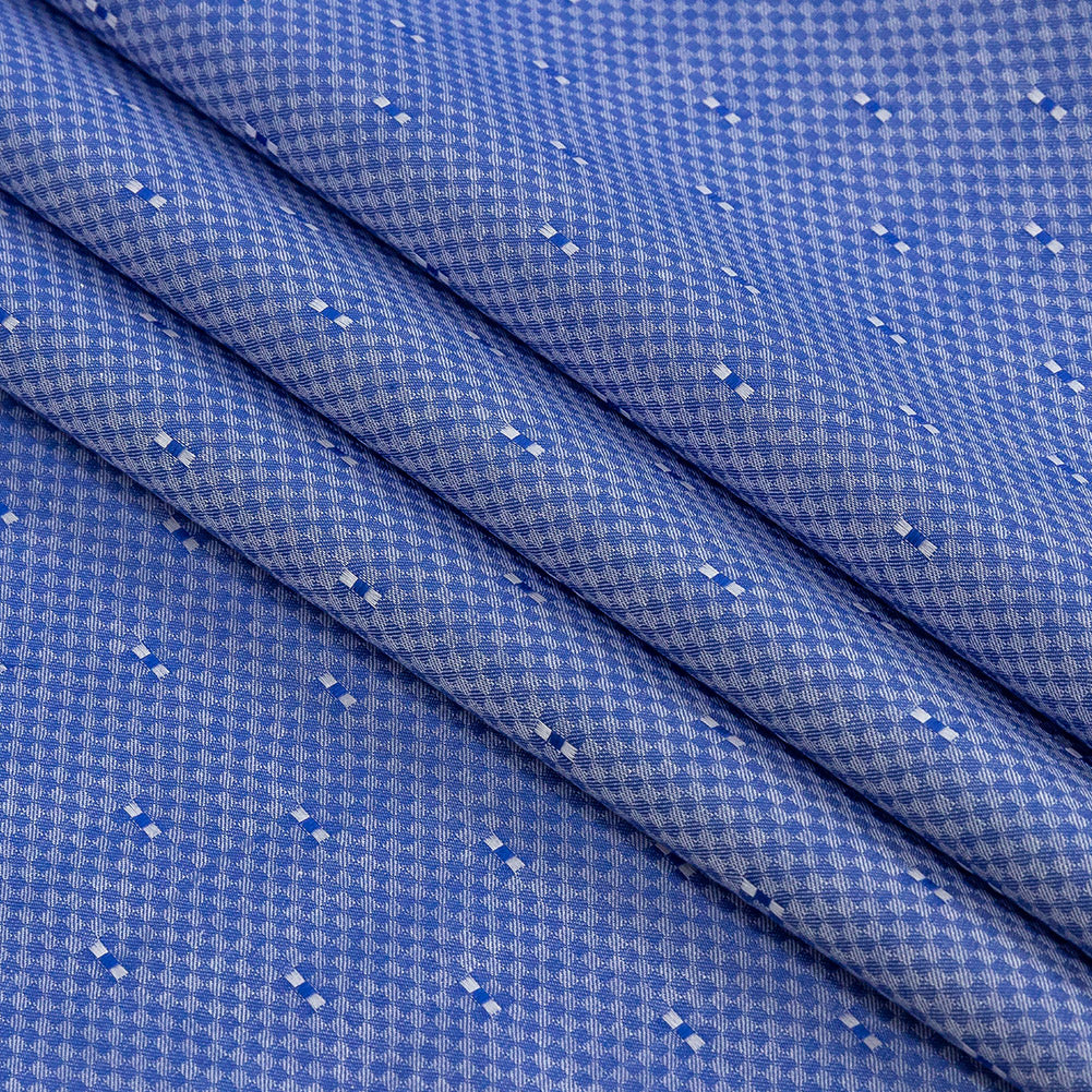 Premium Deep Periwinkle Minute Checks Dobby Cotton Shirting