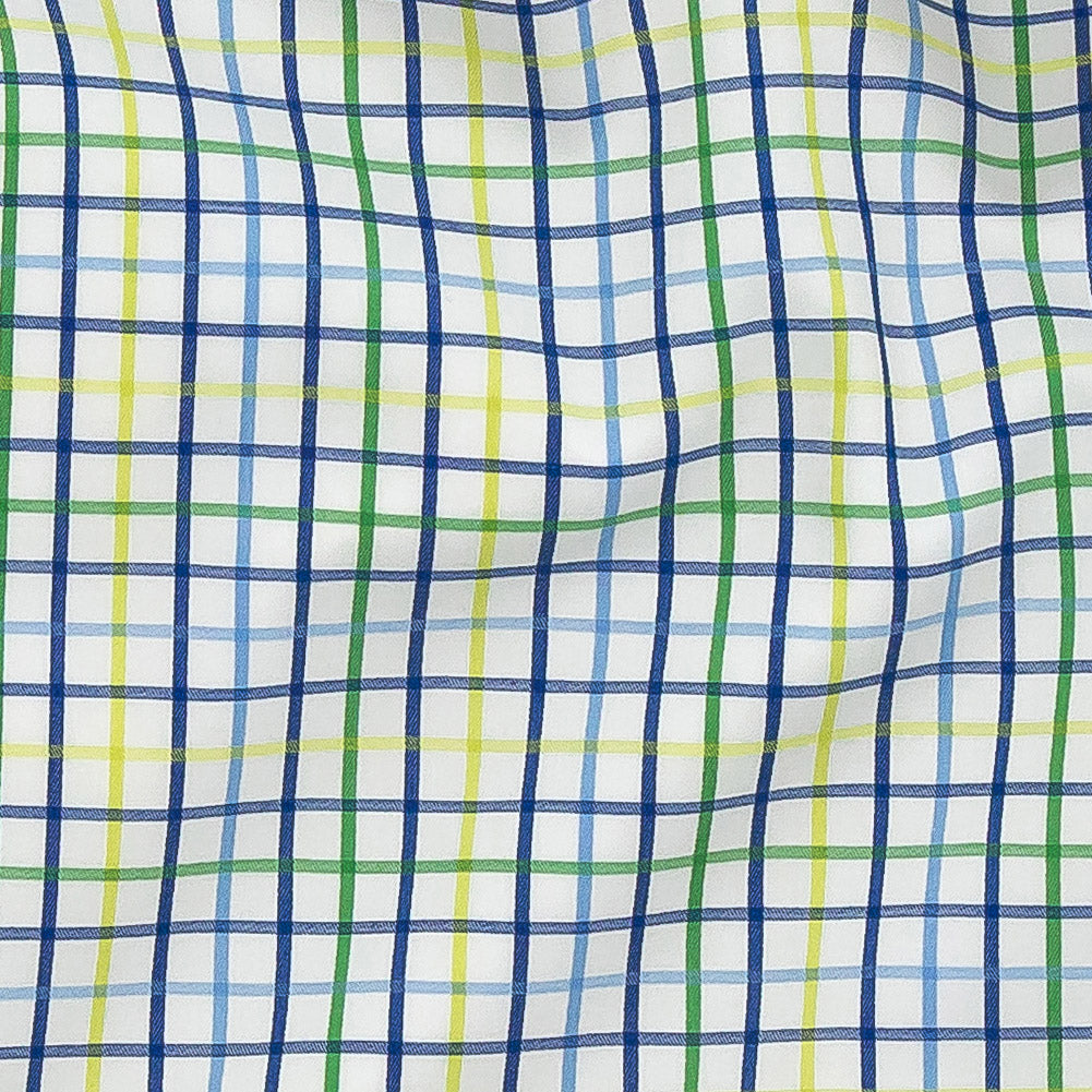 Premium Gradient Green and Olympian Blue Checkered Cotton Shirting