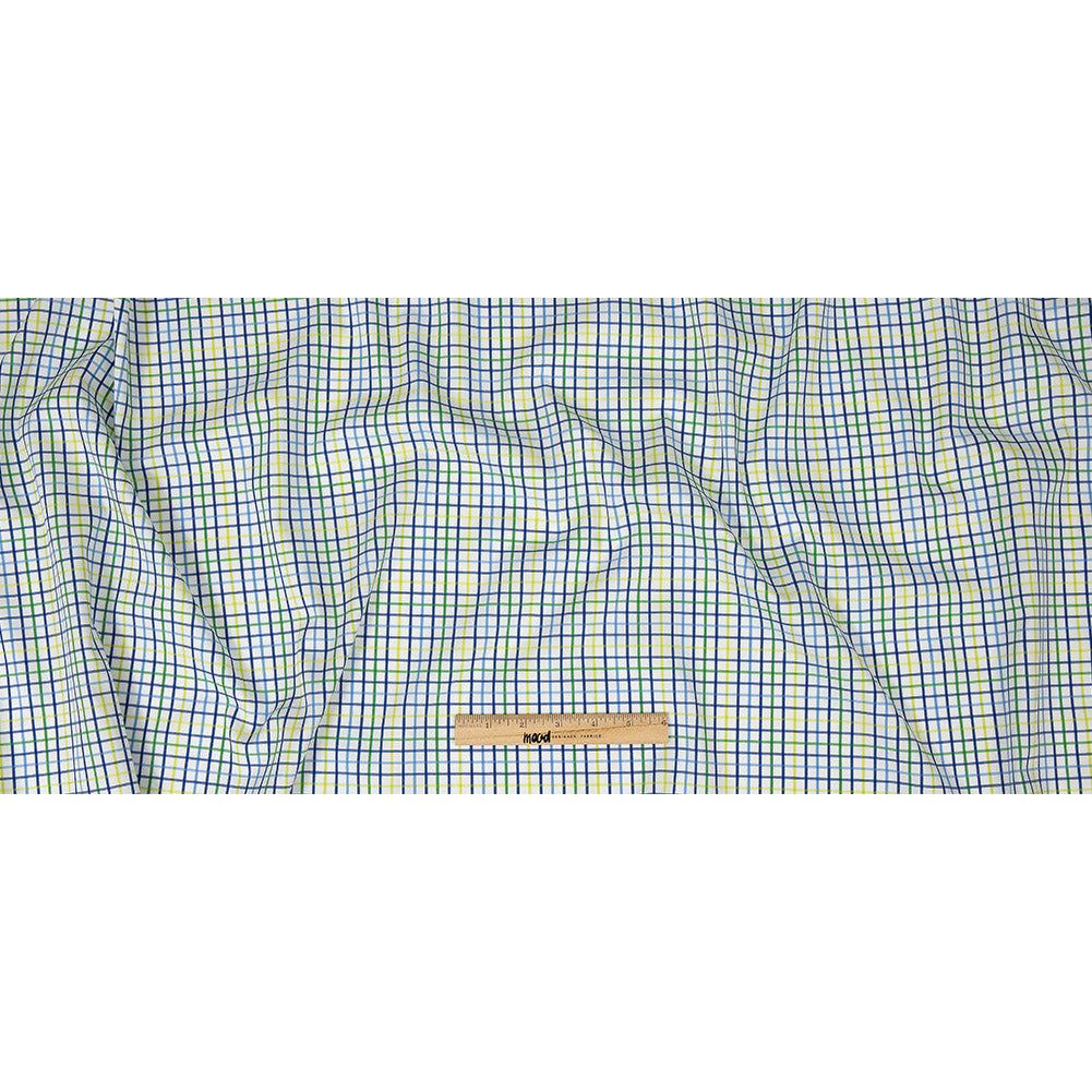 Premium Gradient Green and Olympian Blue Checkered Cotton Shirting