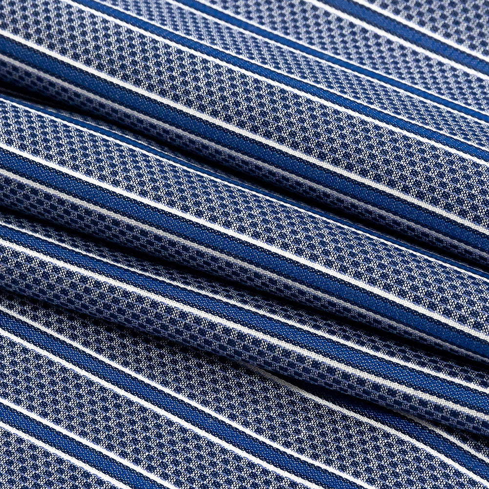 Premium Medium Blue Checks and Stripes Cotton Shirting