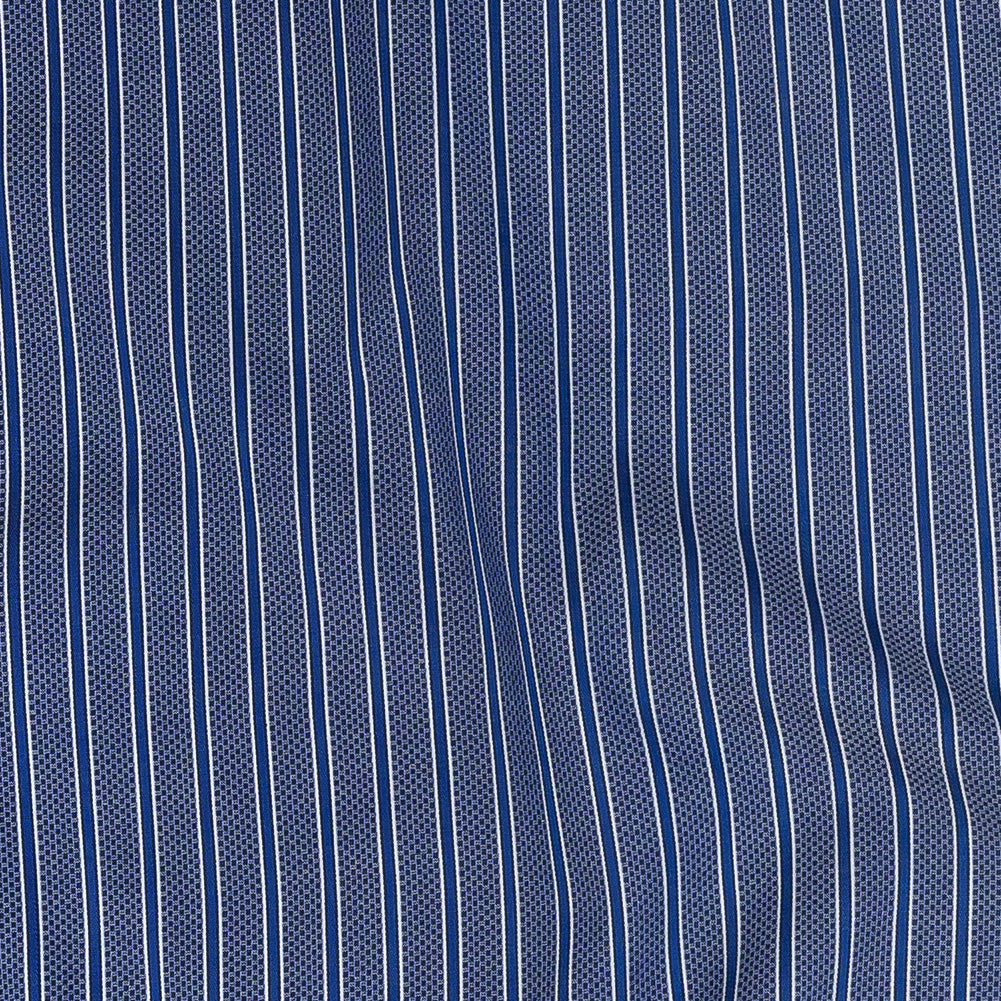 Premium Medium Blue Checks and Stripes Cotton Shirting