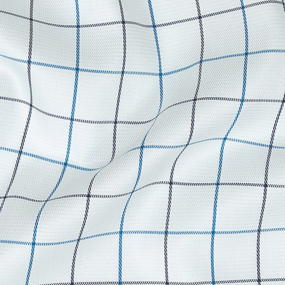 Premium Gradient Blues and White Checkered Dobby Cotton Shirting