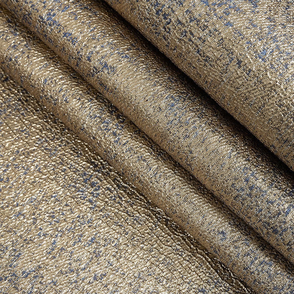 Metallic Gold and Blue Crackle Luxury Brocade