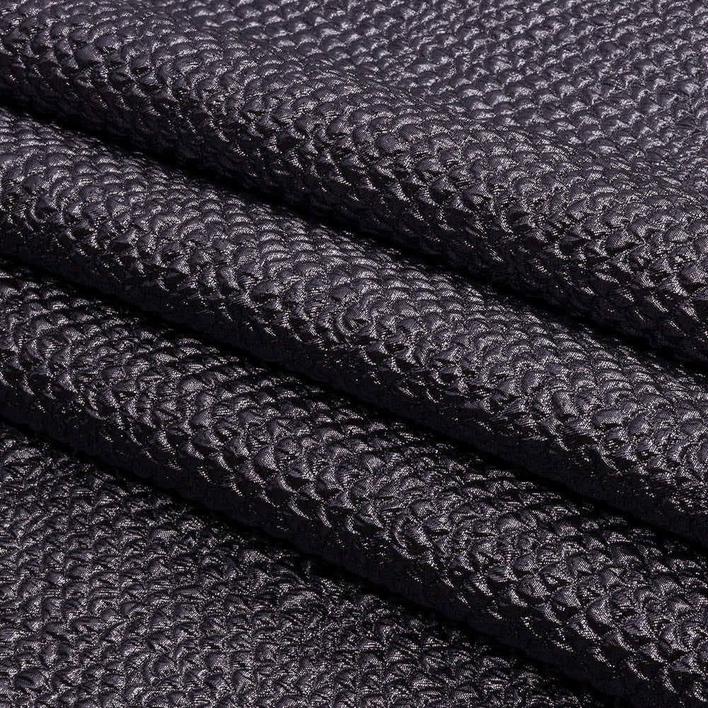 Metallic Gunmetal Dimensional Scallops Brocade