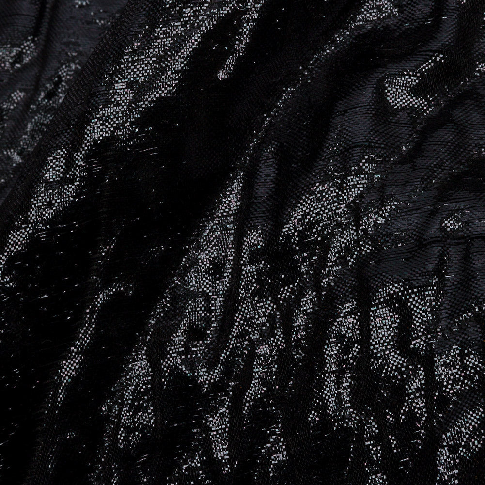 Metallic Black Rippling Luxury Brocade