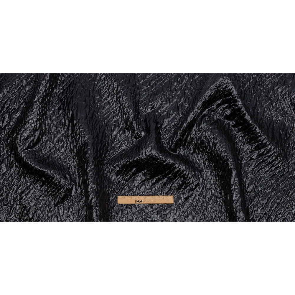 Metallic Black Rippling Luxury Brocade