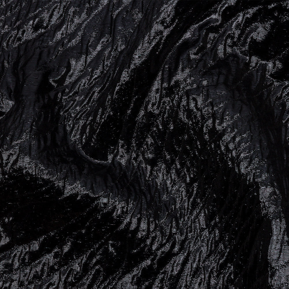 Metallic Black Rippling Luxury Brocade