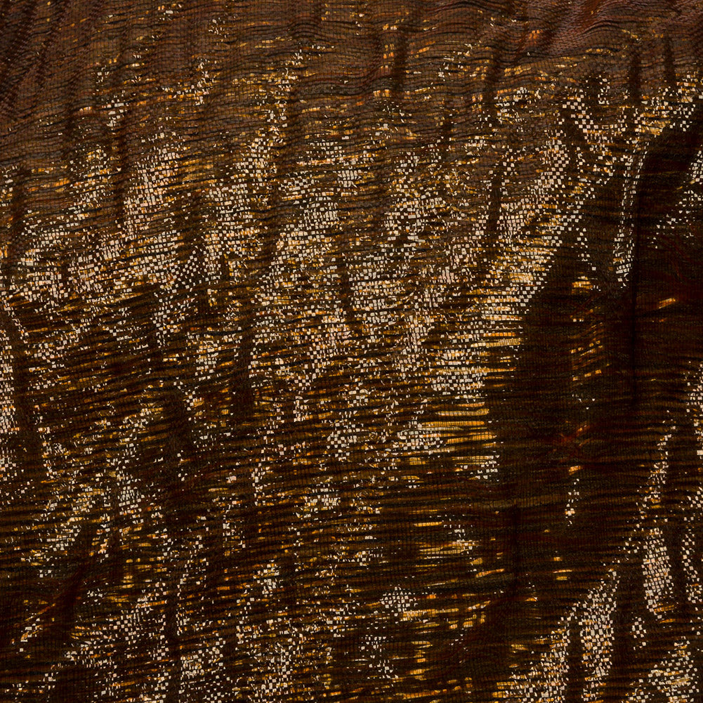 Metallic Copper Rippling Luxury Brocade