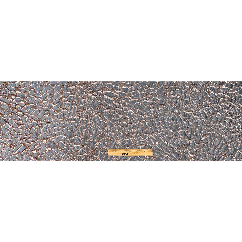 Metallic Rose Gold and Gunmetal Abstract Luxury Brocade