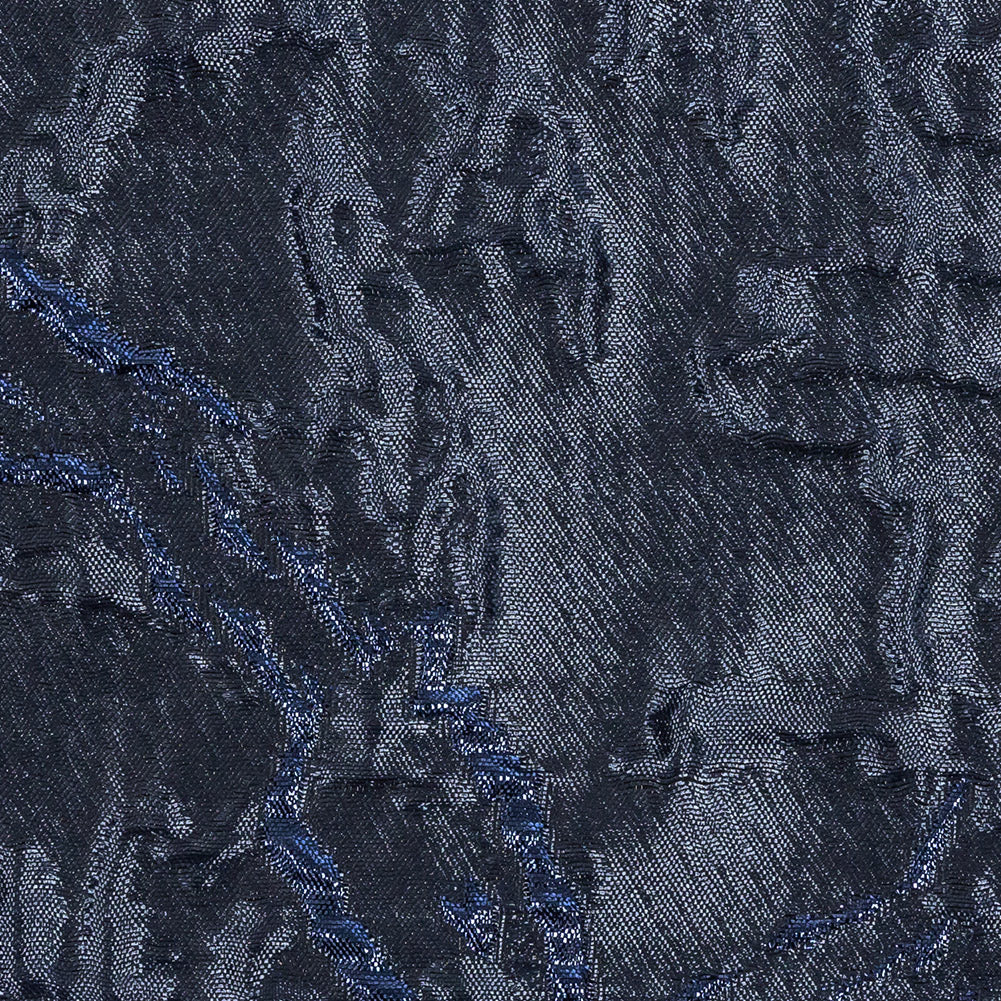 Metallic Royal and Navy Blue Floral Silhouettes Luxury Brocade