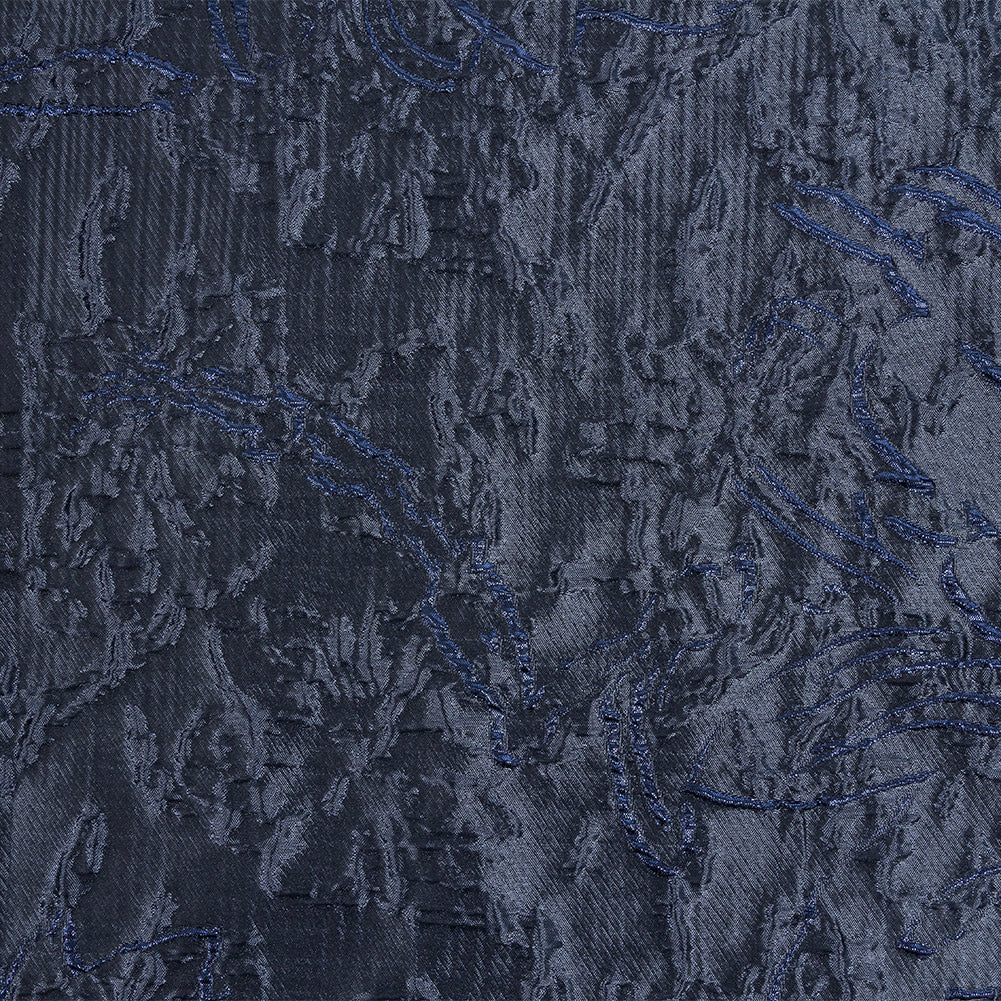 Metallic Royal and Navy Blue Floral Silhouettes Luxury Brocade
