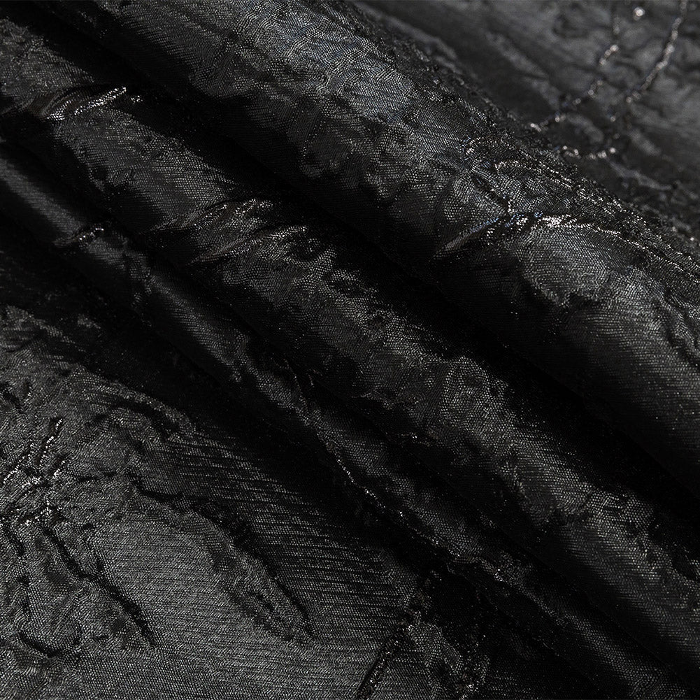 Metallic Black Floral Silhouettes Luxury Brocade