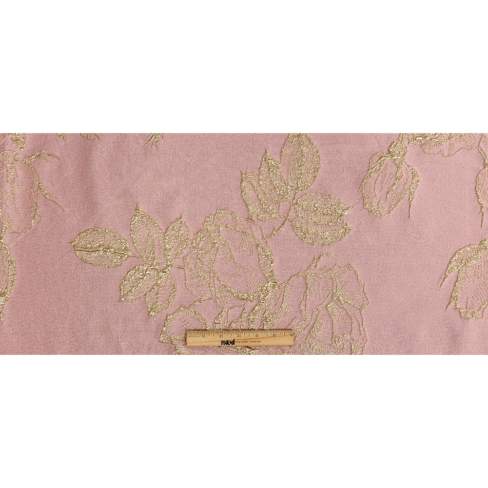 Metallic Gold and Pink Floral Luxury Brocade