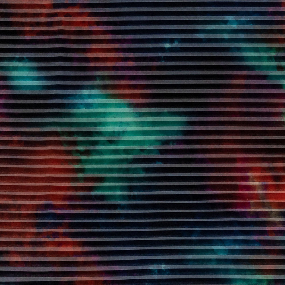 Accordion Pleated Organdy - Red, Green and Blue Abstract
