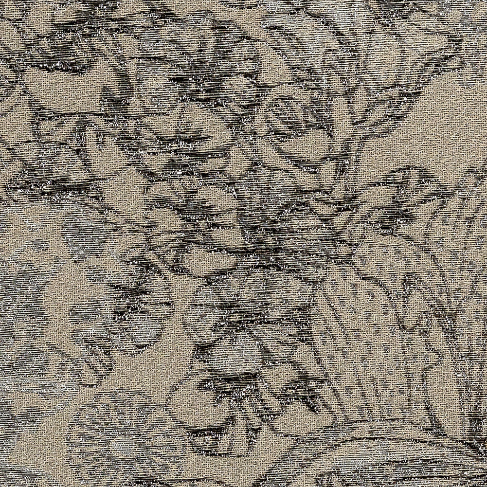 Metallic Gunmetal and Taupe Floral Luxury Brocade
