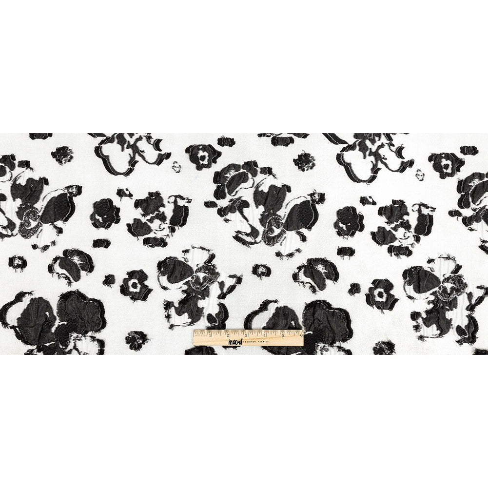 White and Black Floral Luxury Brocade