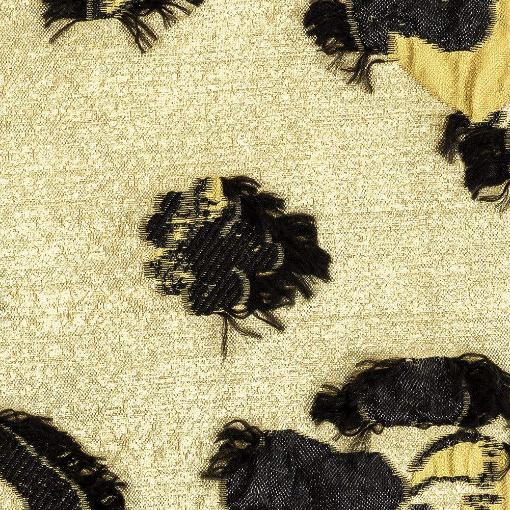 Gamboge and Black Floral Luxury Brocade
