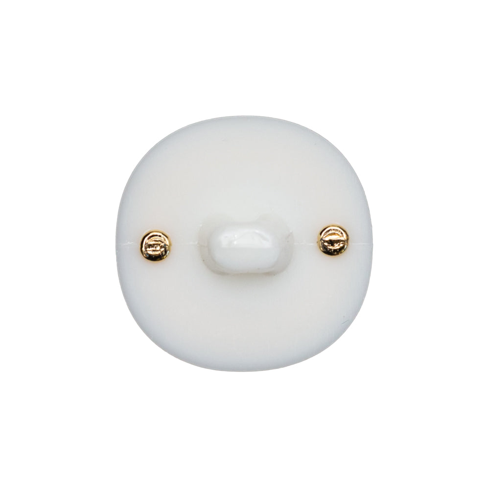 Italian White and Gold 2-Piece Plastic Button - 34L/21.5mm