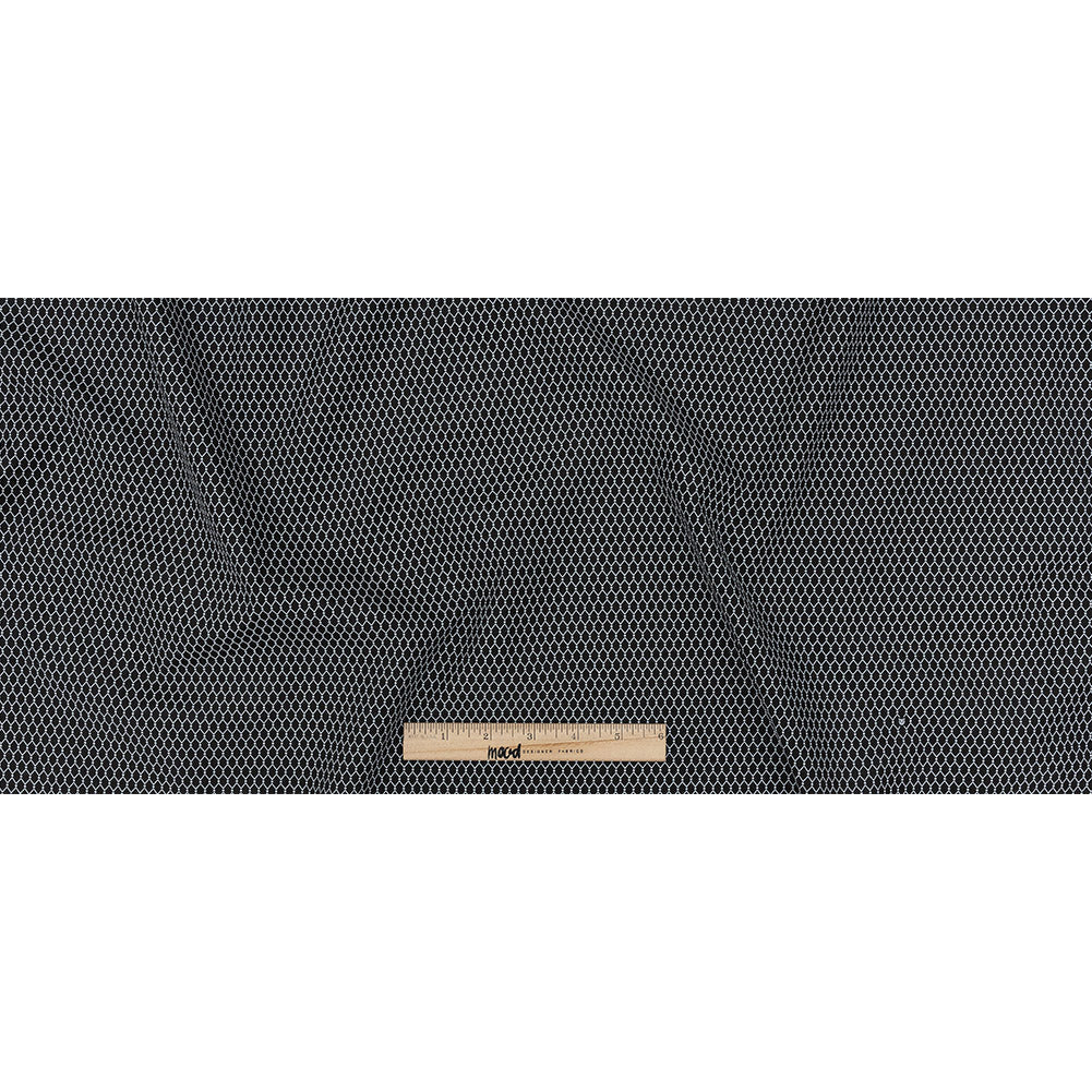 Italian Black and White Geometric Silk and Cotton Voile