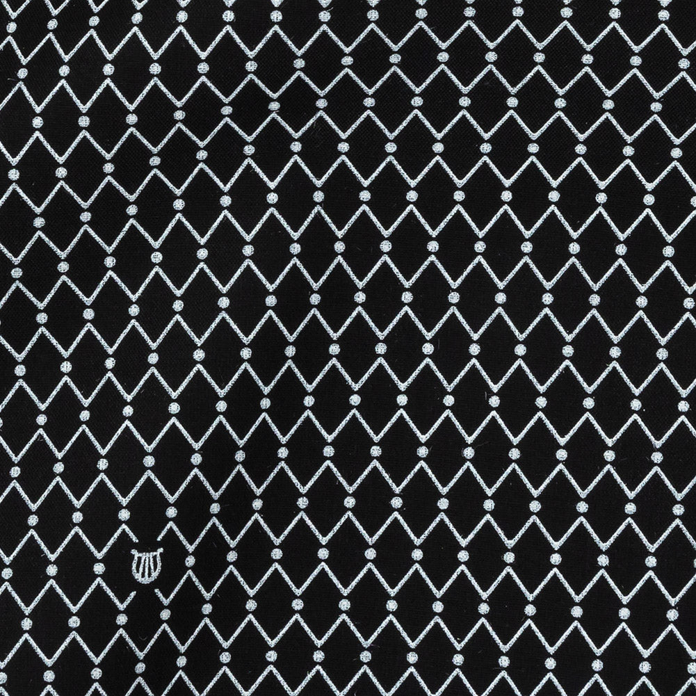Italian Black and White Geometric Silk and Cotton Voile