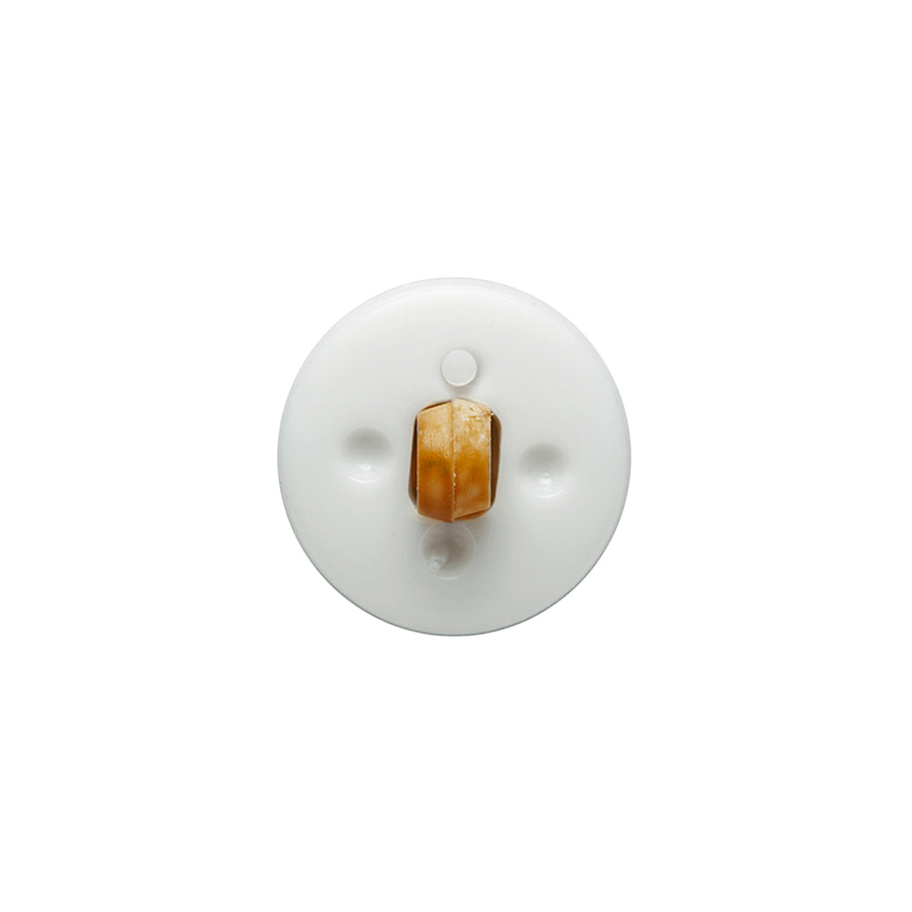 Toffee Basketweave set in a White Circular 2-Piece Shank Back Button - 24L/15mm