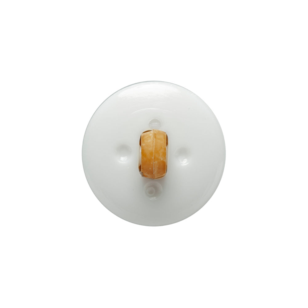 Toffee Basketweave set in a White Circular 2-Piece Shank Back Button - 30L/19mm