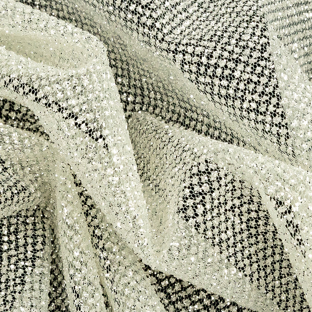 Tulle with Metallic Platinum Glitter - Clearly Aqua - Platina Collection
