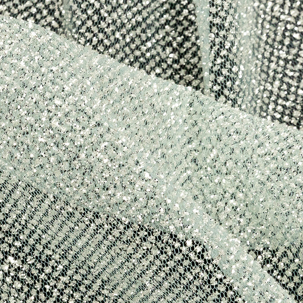Tulle with Metallic Platinum Glitter - Clearwater - Platina Collection