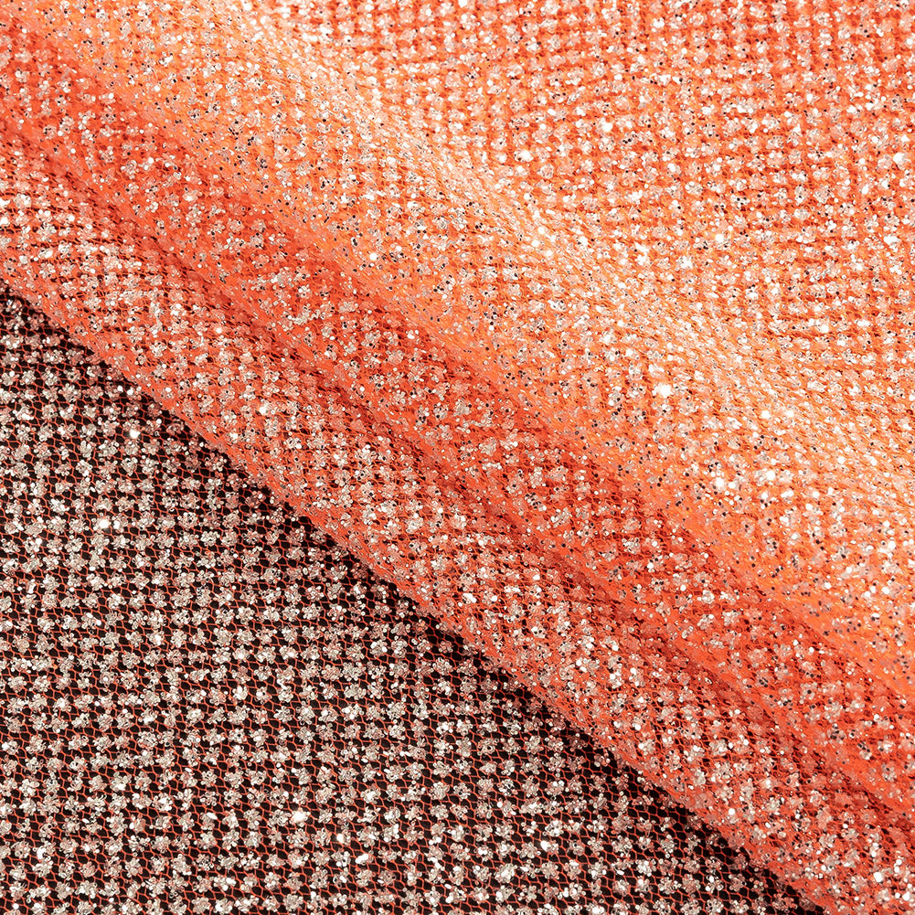 Tulle with Metallic Platinum Glitter - Neon Orange - Platina Collection