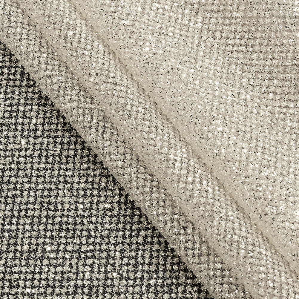 Tulle with Metallic Platinum Glitter - Dove Gray - Platina Collection